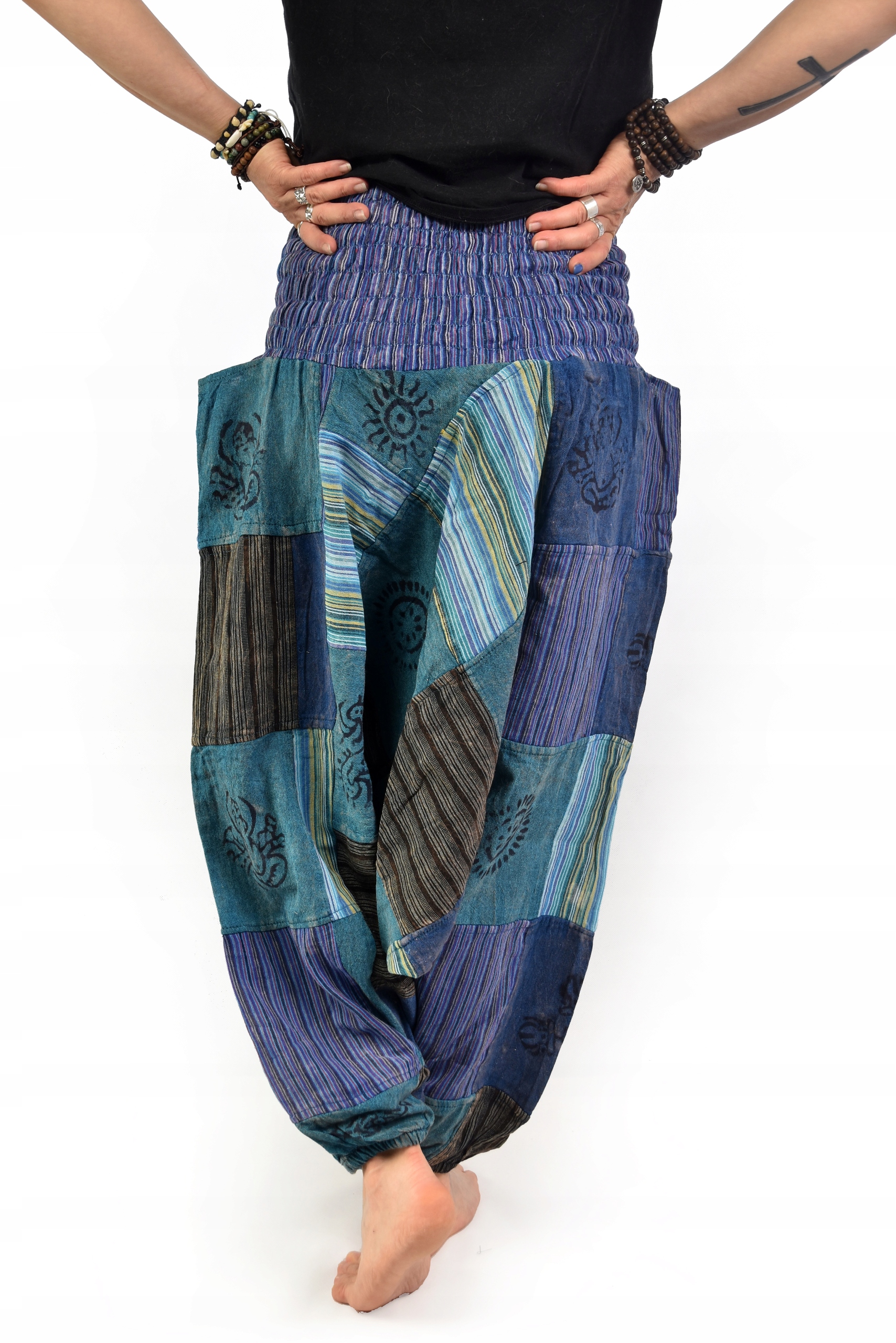 Szarawary NEPAL Alladynki SZEROKA GUMA patchwork Rozmiar uniwersalny