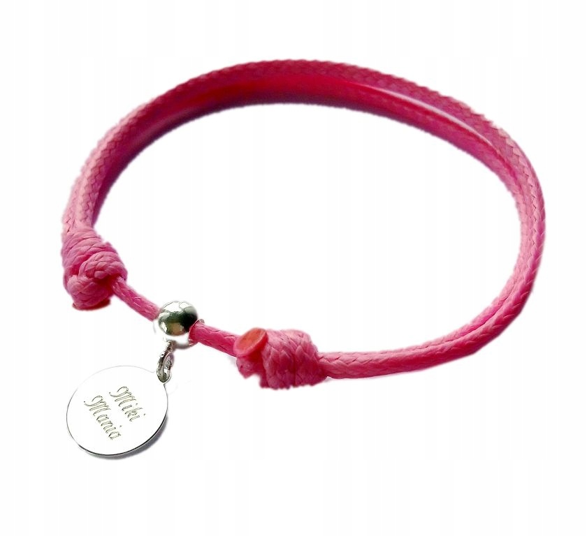 

Bransoletka sznurkowa kółko Grawer Srebro 925