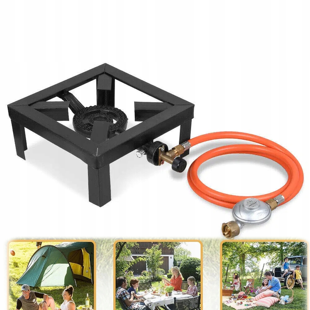 Plynová Stolička Litinový Hořák Na Láhev Turistický Vařič Hadice 8KW