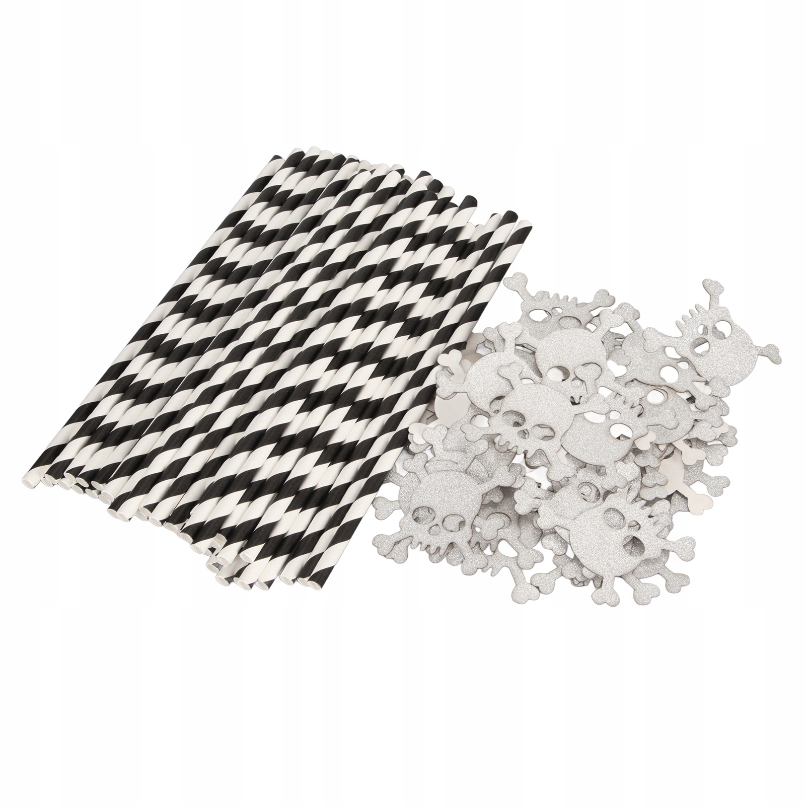 SŁOMKI Z CZASZKA NA HALLOWEEN 19.5cm 50SZT