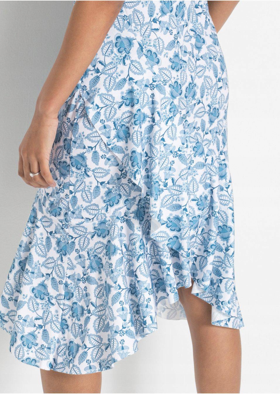 GK6001 SUKIENKA Z FALBANKAMI__44 Wzór dominujący kwiaty