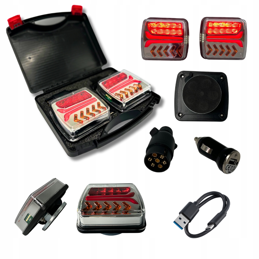 Bezdrátové zadní Led lampy pro přívěs, sada na magnet 12V 24V
