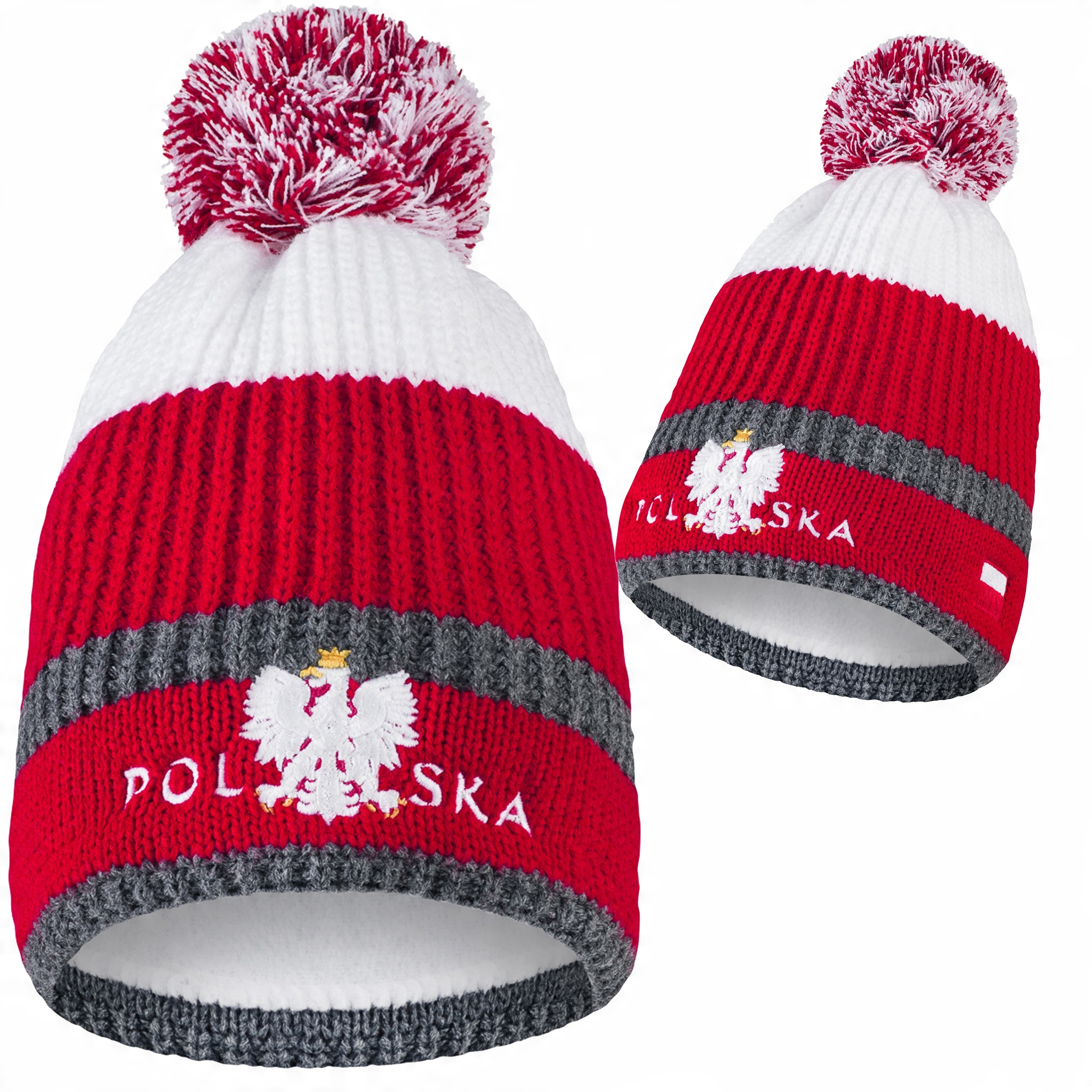 

Czapka z pomponem Polski Kibic polar termoaktywny