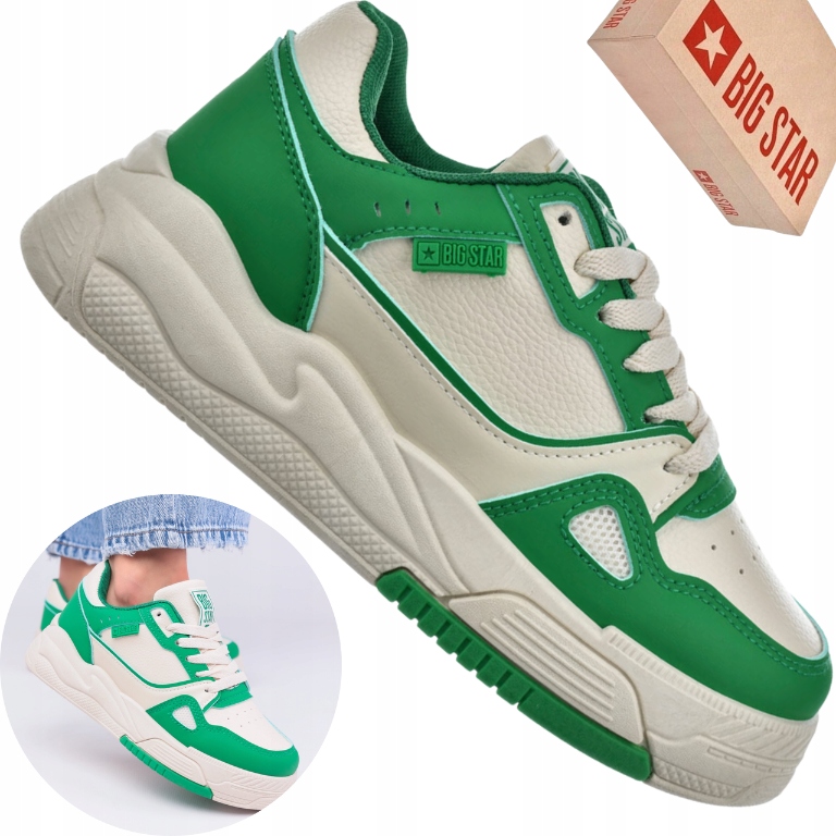 Sneakersy Big Star NN274671 biało zielone buty sportowe damskie