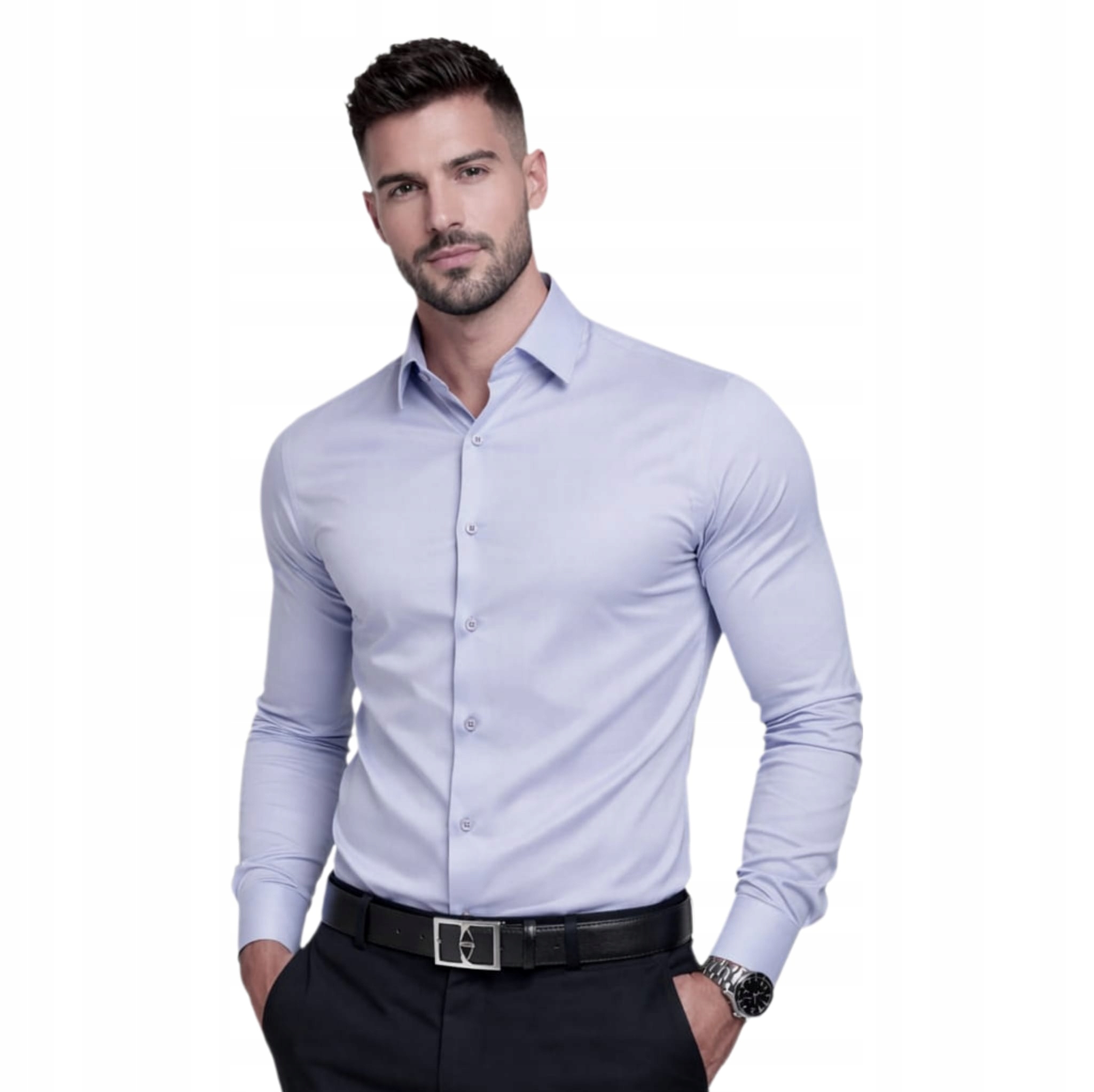 Pánská košile Lila hladká Lavier – elegantní, Slim Fit, bavlněná, velikost XXL