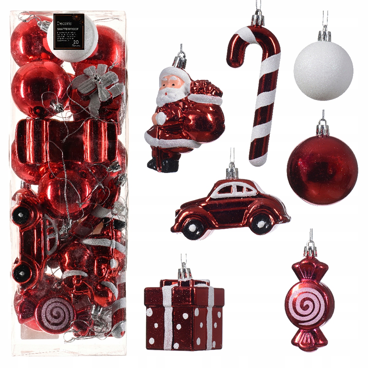 Vánoční přívěsky na vánoční stromeček plastové vánoční baňky na stromeček 20 ks