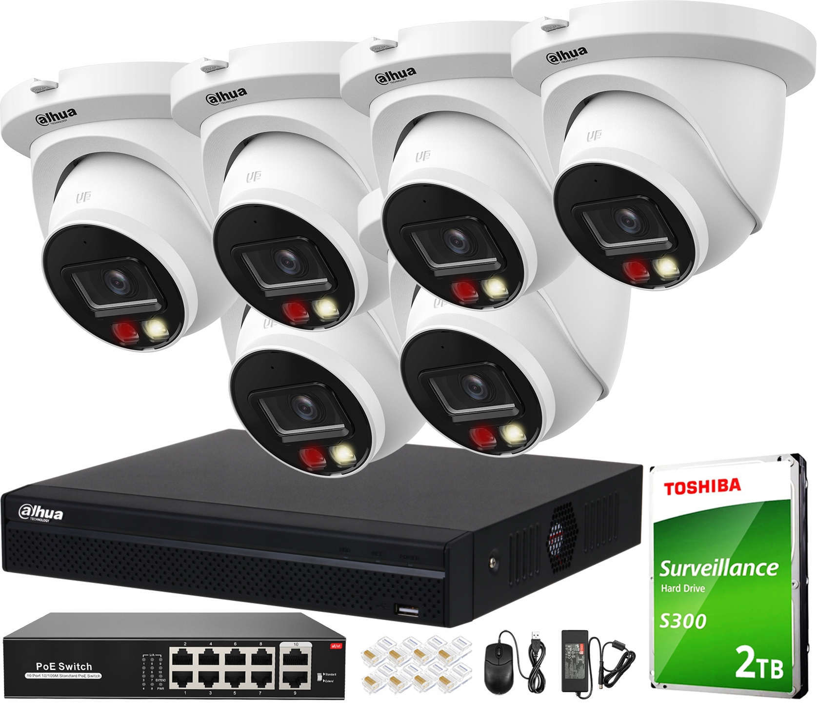 Ip monitorování Dahua Sada 6 kamer 4Mpx Ir/led Audio Aplikace Detekce