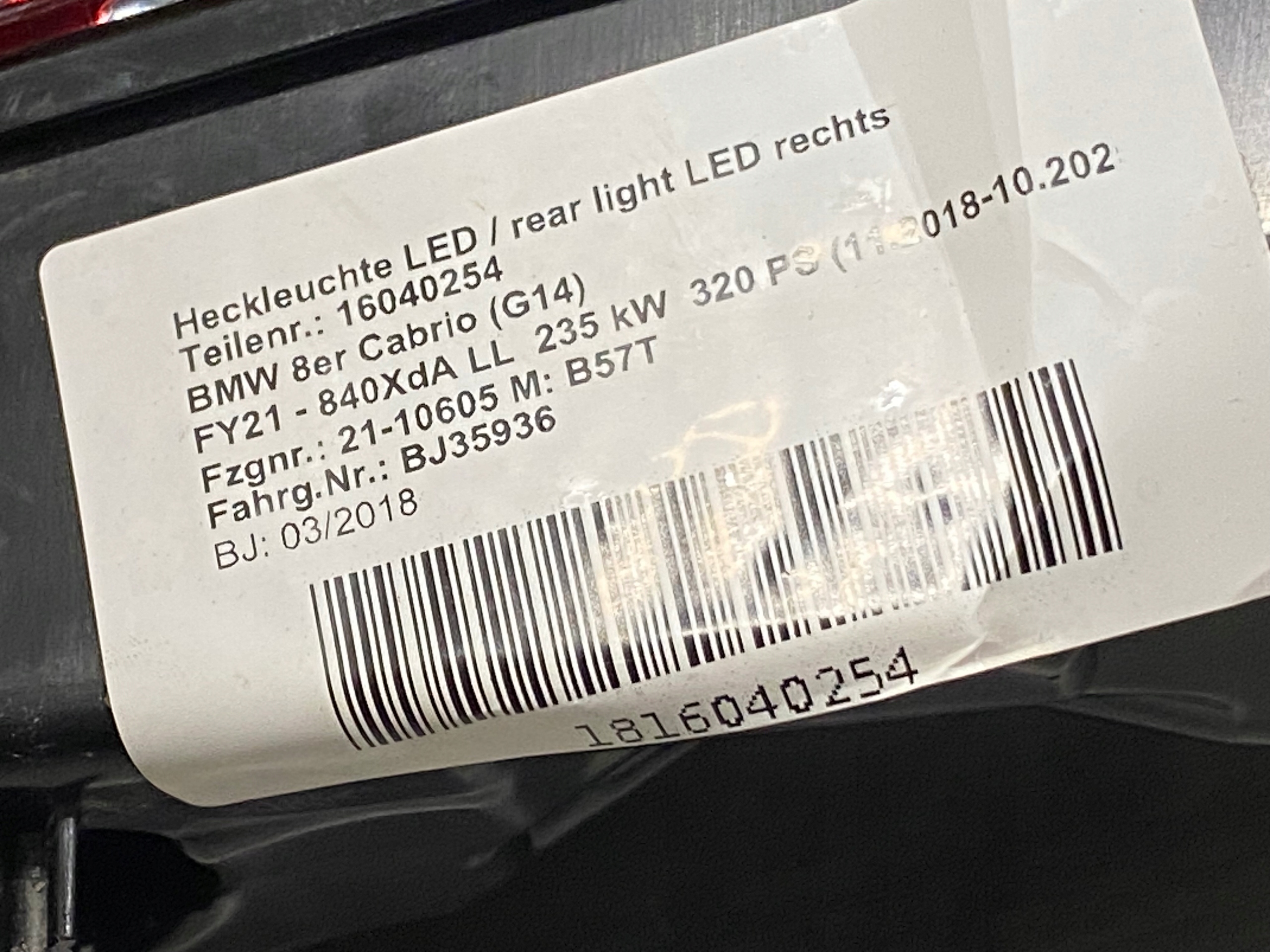 trunk door boot BMW 8 G14 CABRIO colour C36