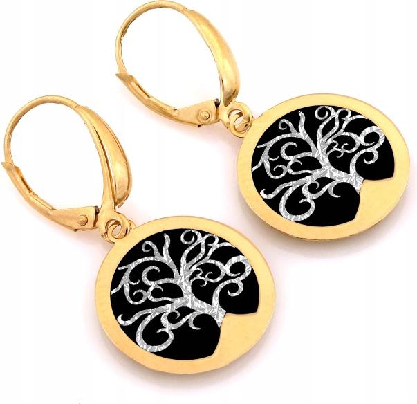 Náušnice zlaté 585 závěsné se stromkem štěstí pro módní ženu vzor