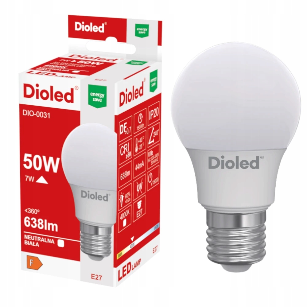 

Żarówka Led E27 7W barwa neutralna 638lm