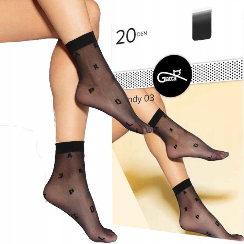 

Gatta Skarpetki Trendy 02 Nero lethers w literki