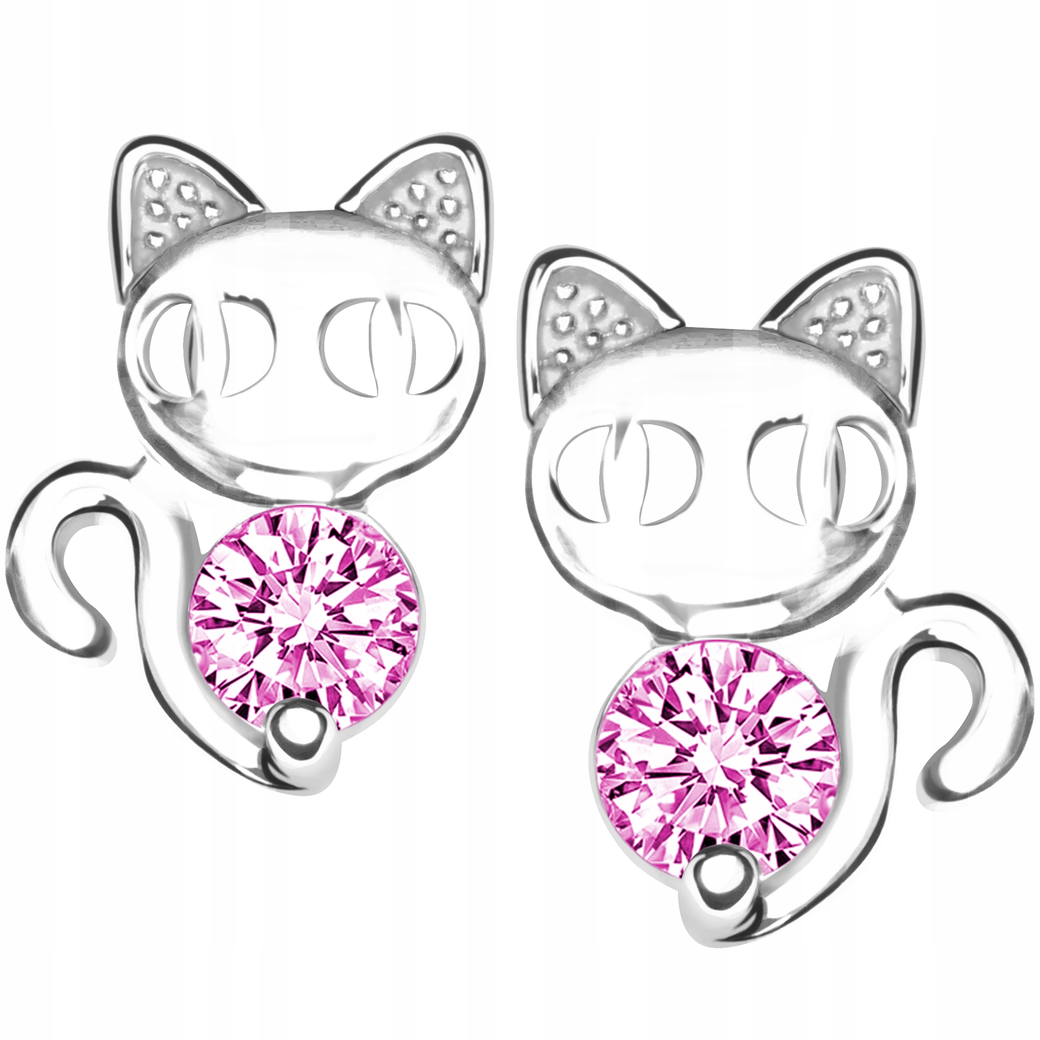 SREBRNE KOLCZYKI 925 DLA DZIEWCZYNKI KOTKI Stan opakowania oryginalne