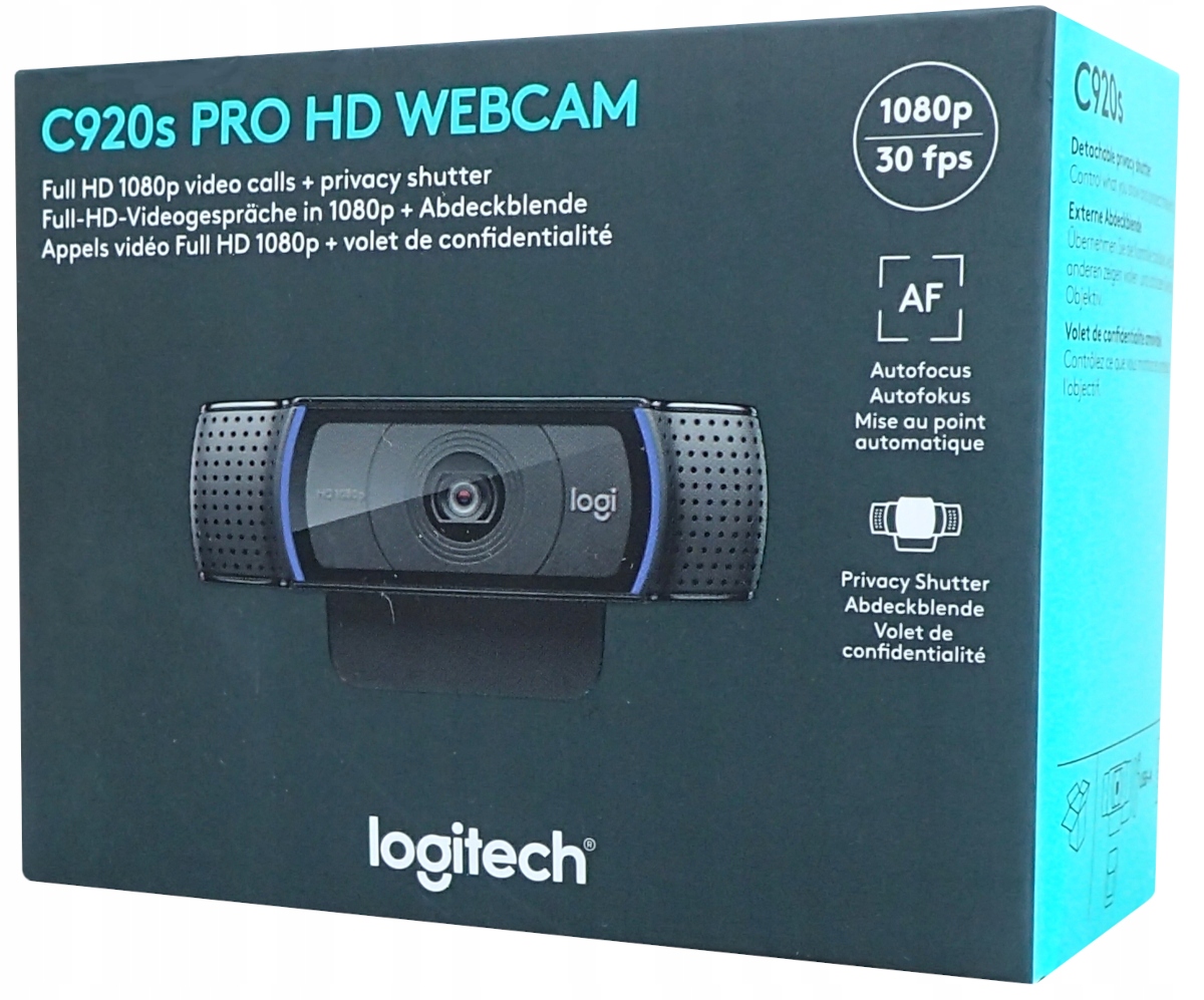 Logitech C920s Hd Pro Webová kamera WebCam pro počítač a notebook Mac