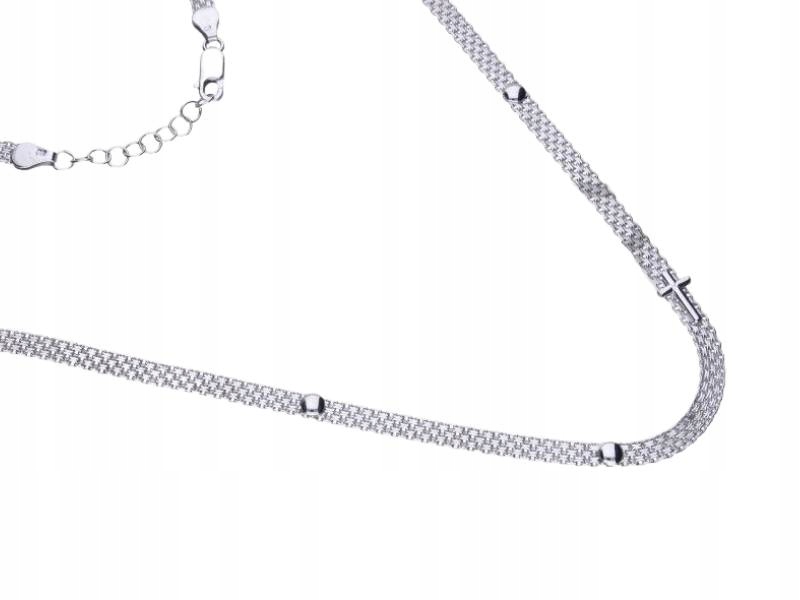 Stříbrný náhrdelník 925 široký s křížkem a přívěskem, módní dámský vzor