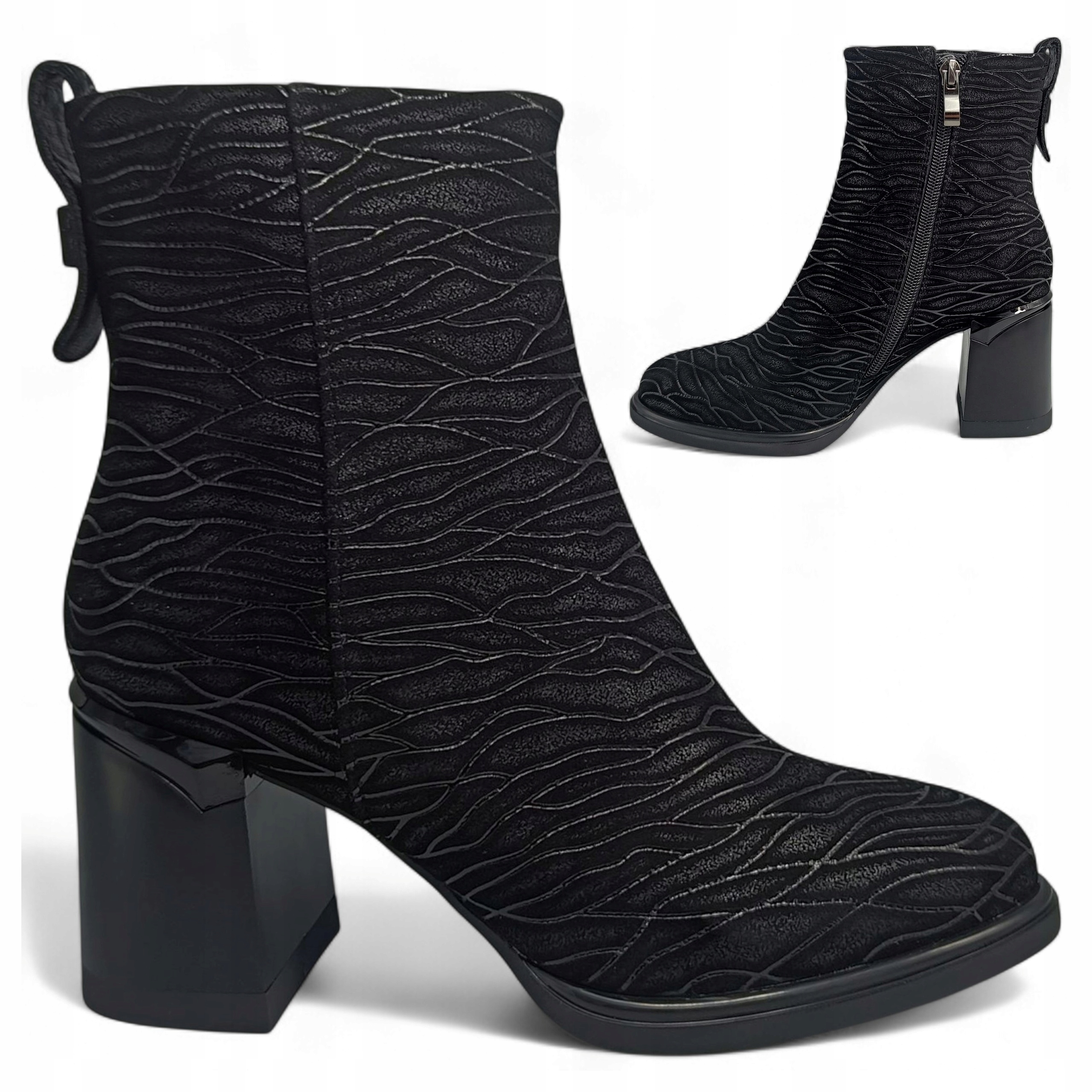 Dámské Kotníkové Boty Kožené 40 na podpatku Elegantní nazouvací podzimní boty Barski