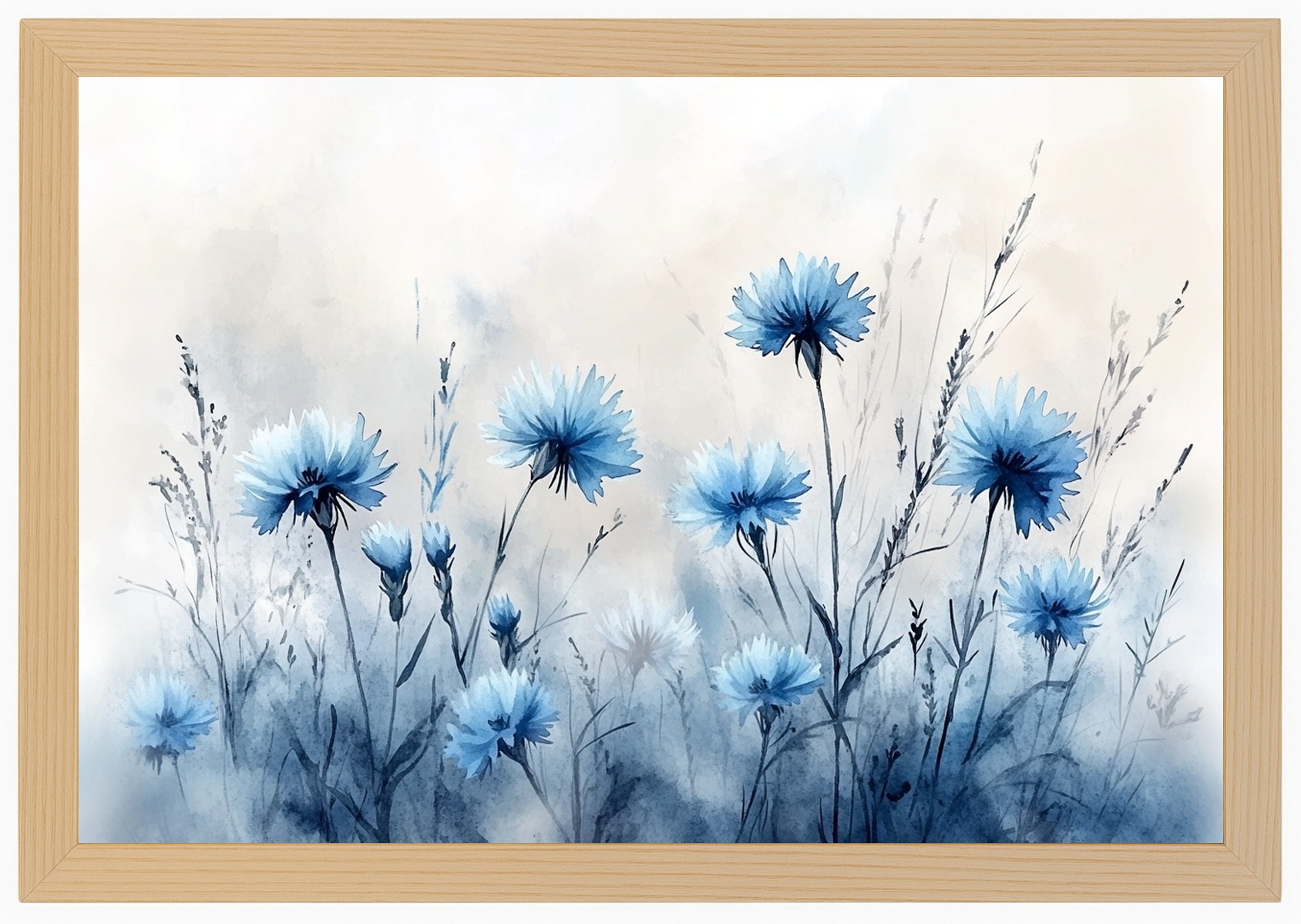 Plakát Rámeček Dřevo Příroda Zahrada Pole Květiny Chabry Kukuřice 60x40