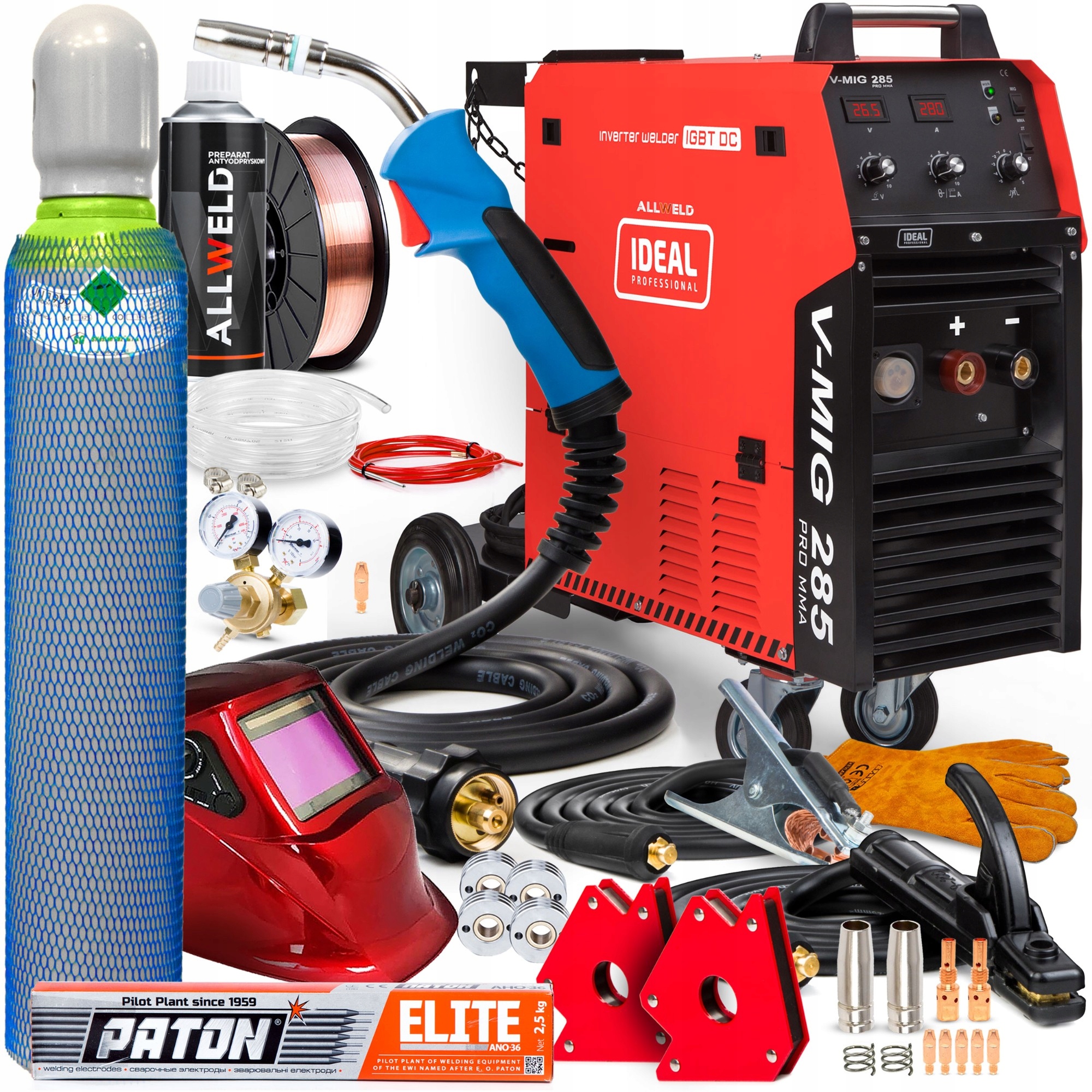 Poloautomatický Svařovací Stroj Ideal V-mig 285 4X4 Pro Mma Mag Hliník 400V 280A