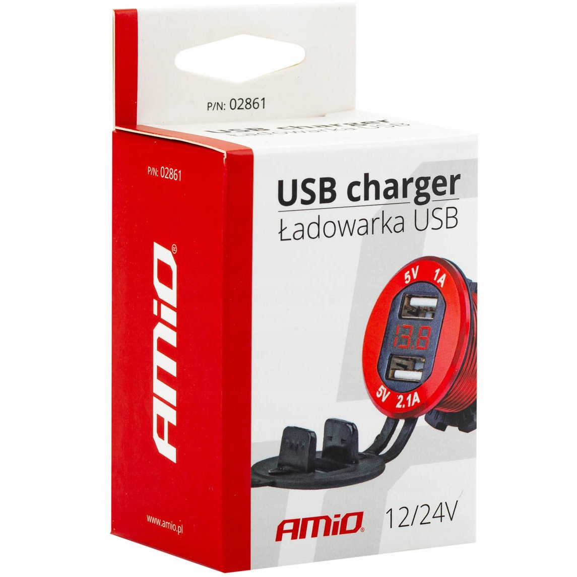 ŁADOWARKA SAMOCHODOWA 2xUSB 5V 1/2.1A czerwona