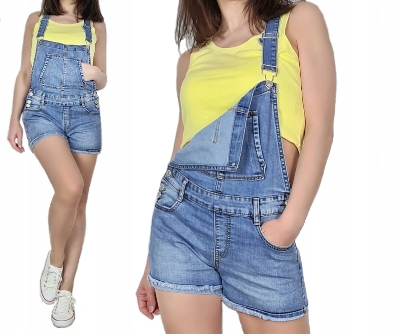 

krótkie Ogrodniczki jeansowe spodenki rozmiary