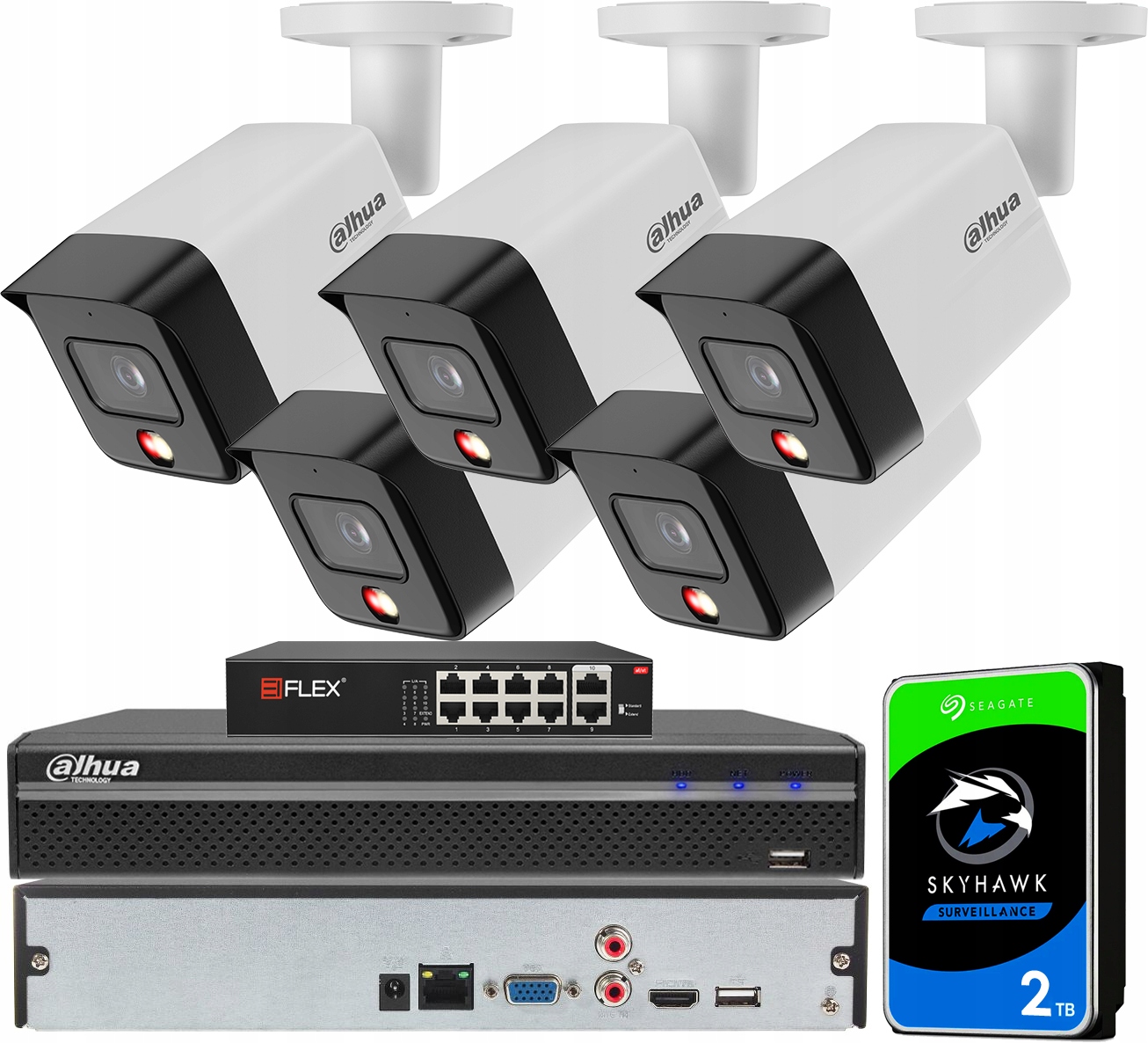 Zestaw Monitoringu Dahua Zewnętrzny 5 Kamer 6Mpx IPC-HFW1639TC-A-IL PoE