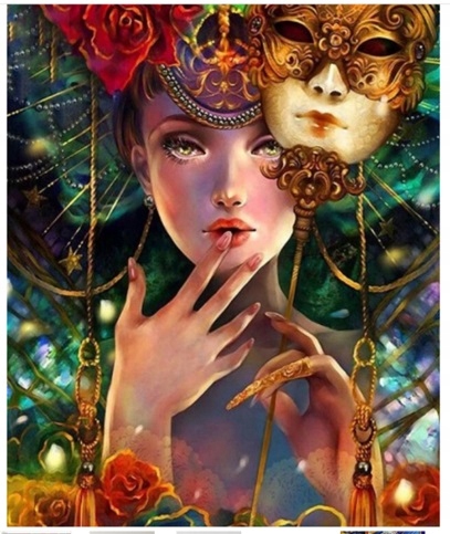 

Mozaika Diamentowa 5D 40x30 cm kobieta z maską