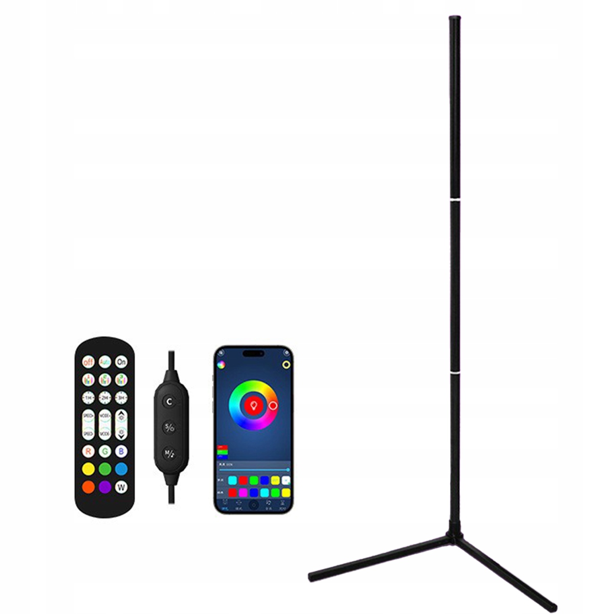 Stojací stojací podlahová lampa Rohová noční Rgb Duhový efekt 3D Dálkový Ovladač Aplikace