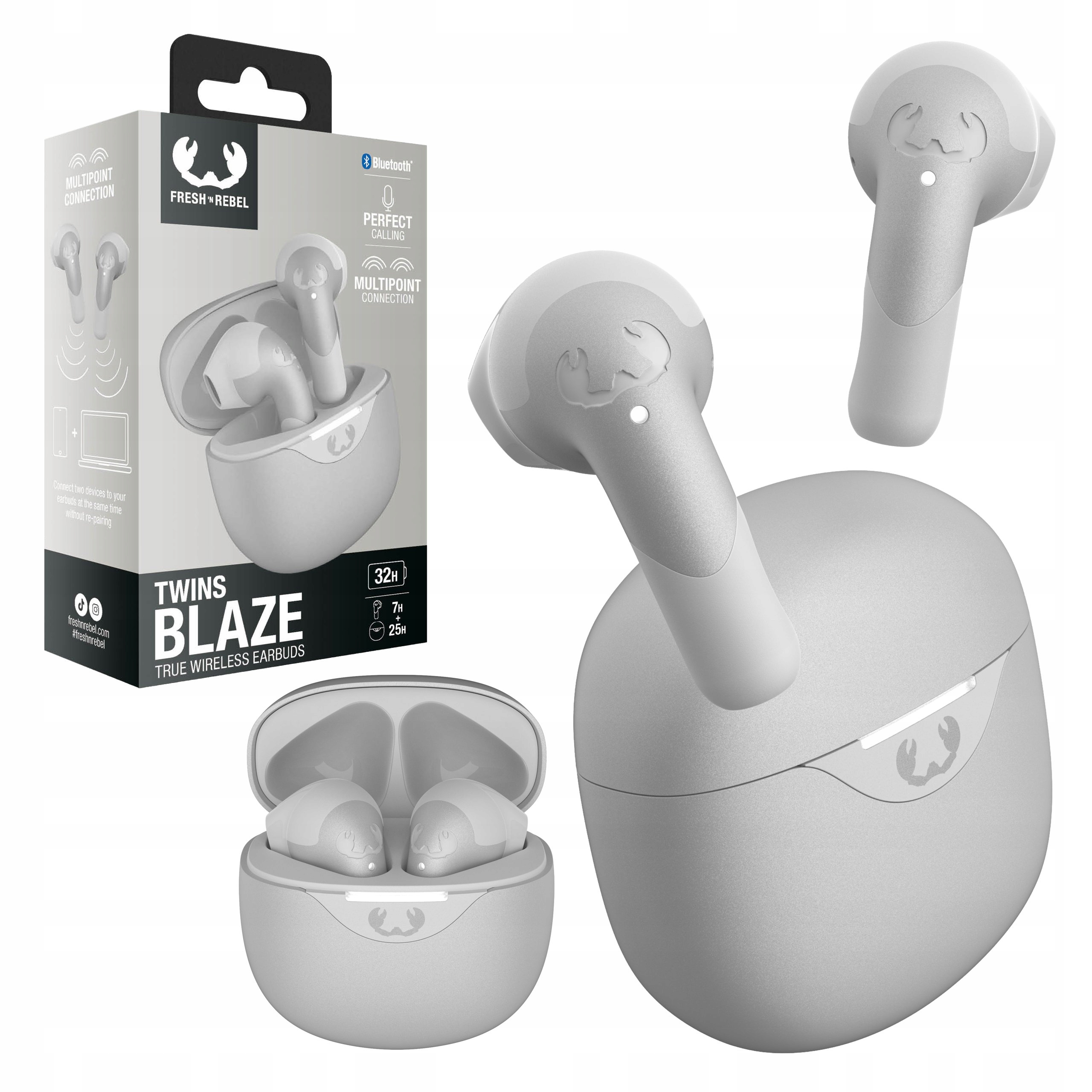 Fresh 'n Rebel Słuchawki Bezprzewodowe Douszne Z Enc Twins Blaze Ice Grey