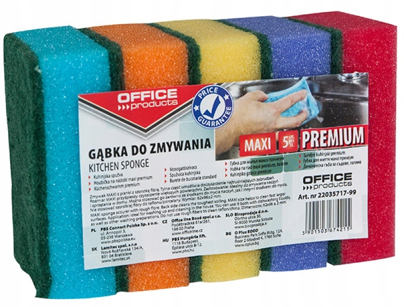 

Gąbka do zmywania Office Products Maxi Premium 5sz