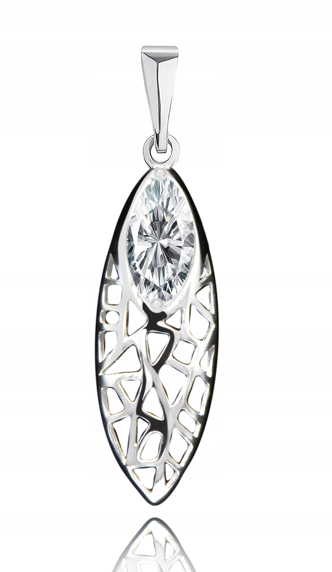 

Srebrny Duży Ażurowy Wisiorek Z Cyrkonią. Pr 925!