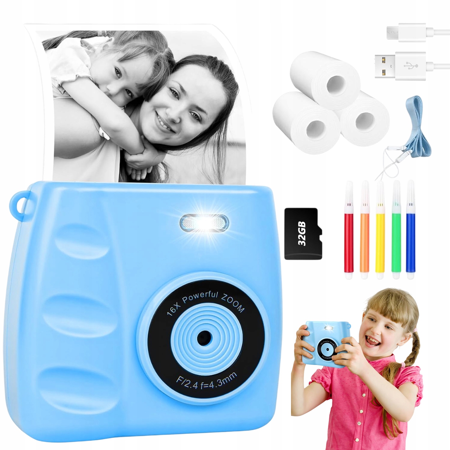 Aparat Natychmiastowy Polaroid Drukarka Dla Dzieci I Drukiem