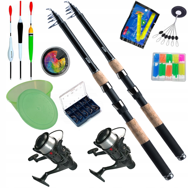 Sada prutů 2x3,6 Jaxon naviják Splávek Spinning Dárek pro rybáře