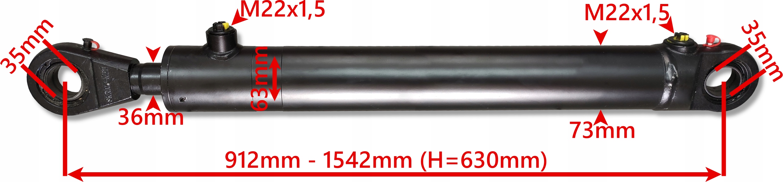 CJ2F.63.36.630-U35 - Гидравлический цилиндр 63X36 ход 630 + крепления