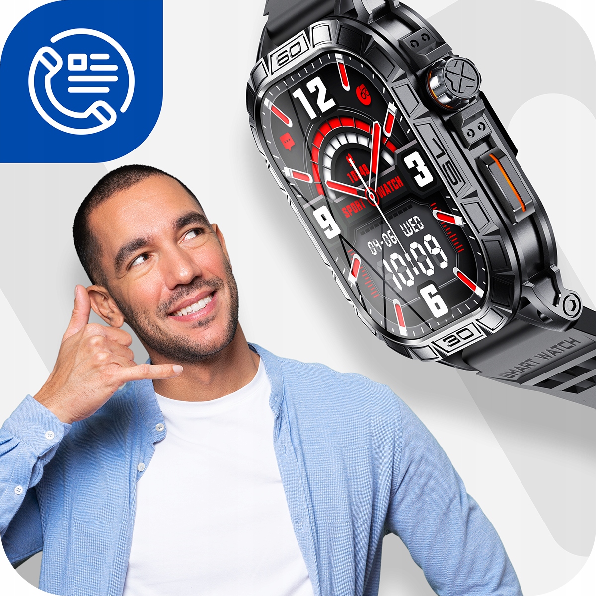 SMARTWATCH MĘSKI ZEGAREK POLSKIE MENU ROZMOWY SMS SPORT PULS WATCH Z AMOLED Marka NejtStyle