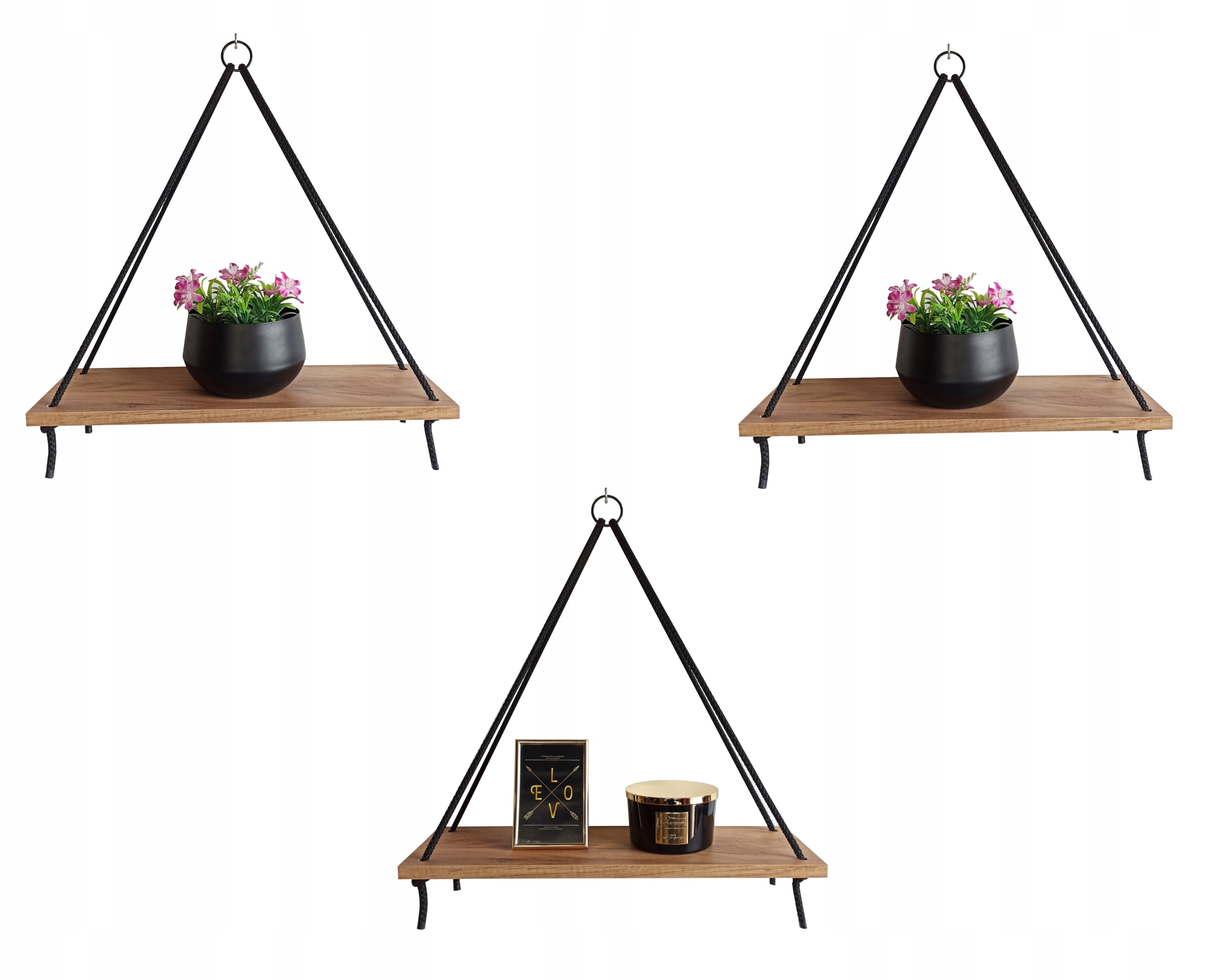 

Półki wiszące na linie Loft Industrial Piramida