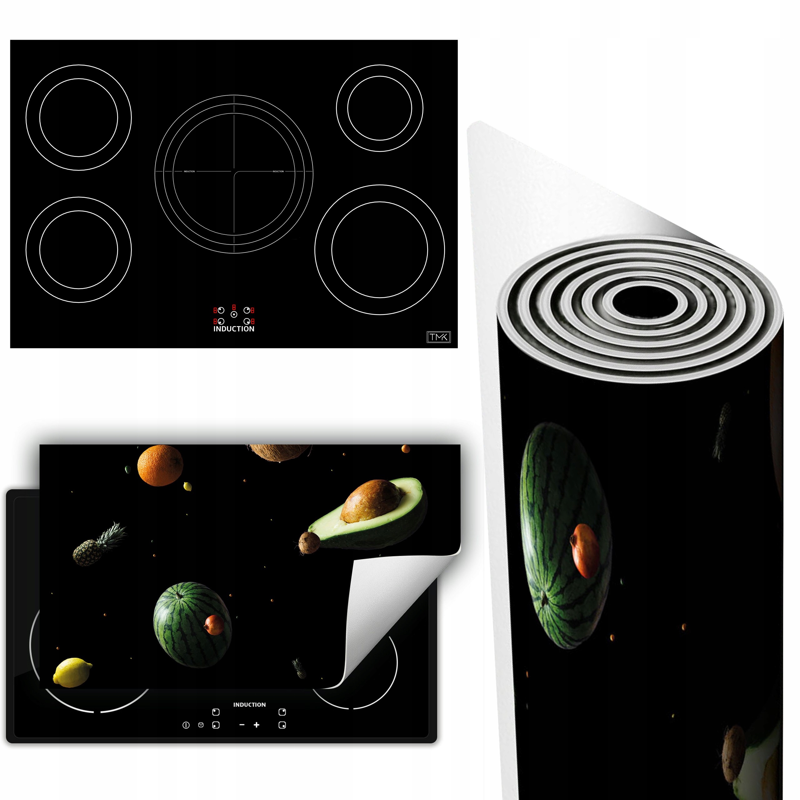 Vinylová Podložka Ochrana Kuchyňské Desky 90x52 černá ovoce