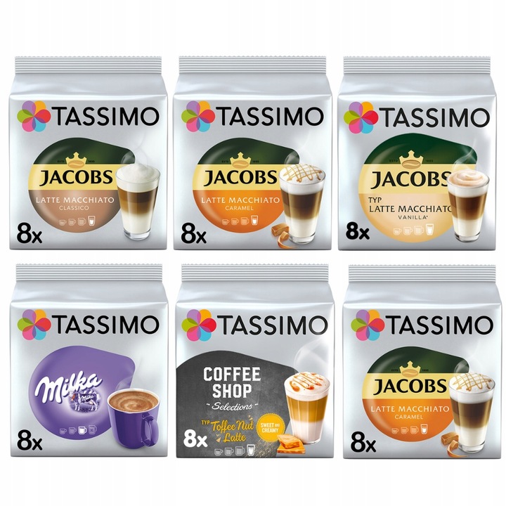 Kapsułki Tassimo Latte MIX 6 opakowań, 5+1 opakowanie Gratis!