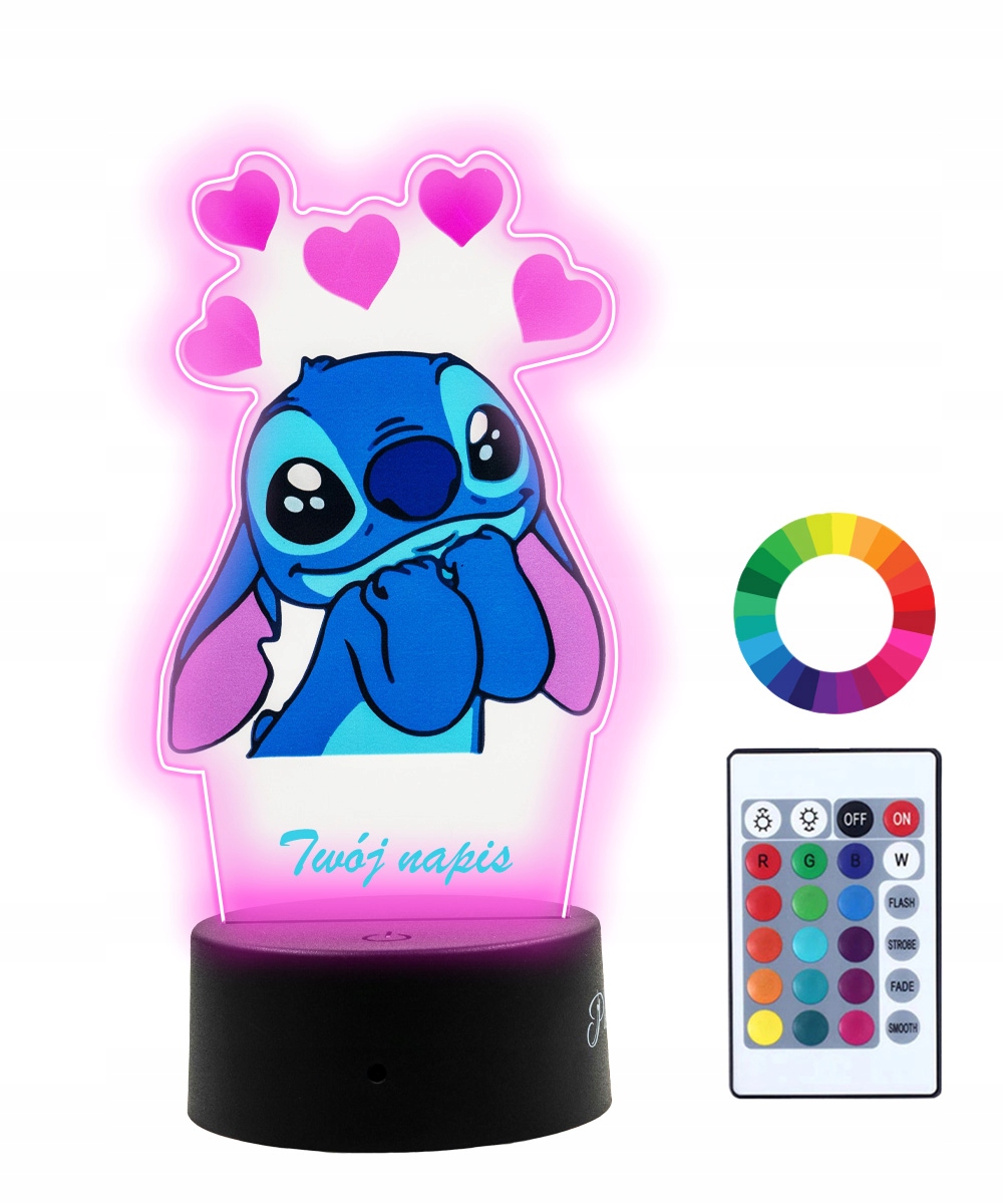 

Lampka Nocna z Nadrukiem 3D Led Stich Imię
