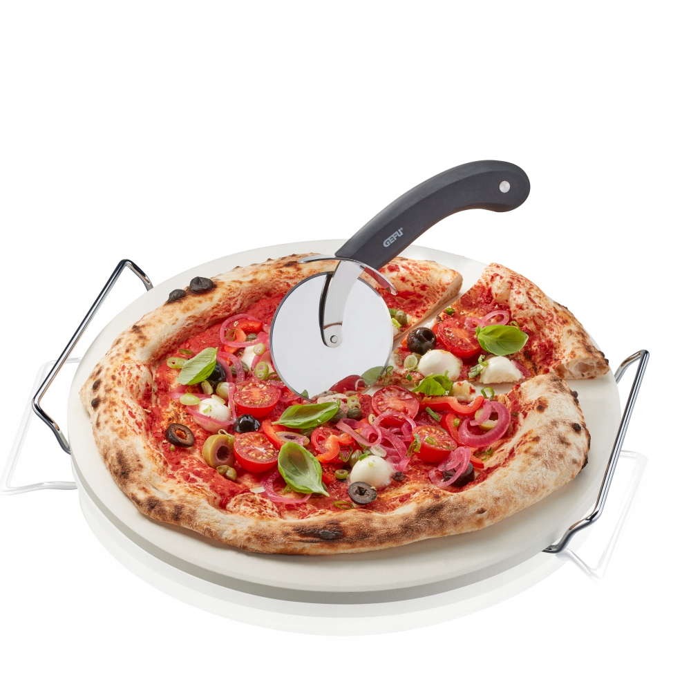 Gefu Darioso sada kameňov na pizzu 33 cm so stojanom a nožom