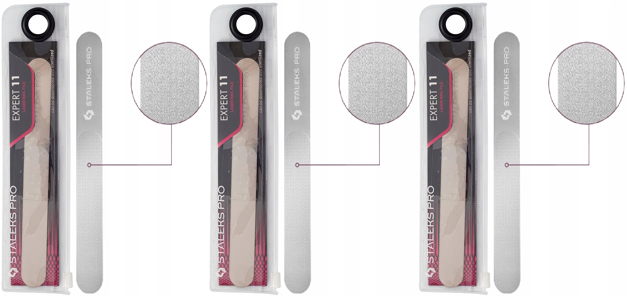 3 kusy Staleks Pilník na nehty Široký, rovný s úchytem