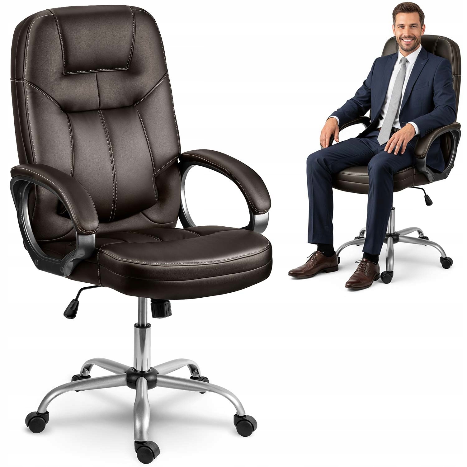 Kancelárska Otočná Stolička Ergonomická Kancelárska Otočná Stolička Tmavohnedá