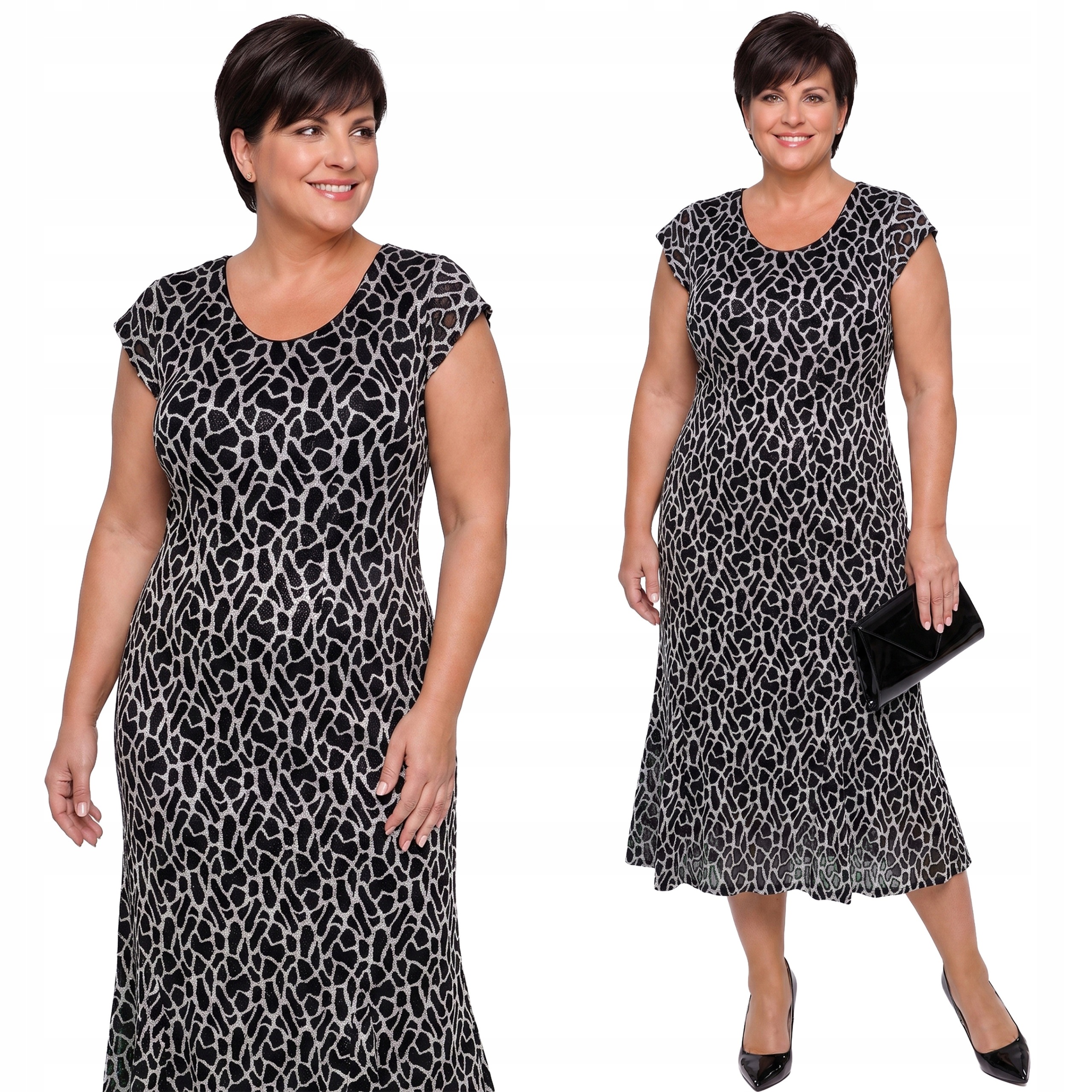 Černá šaty se stříbrnou pavučinkou plus size velikost 58