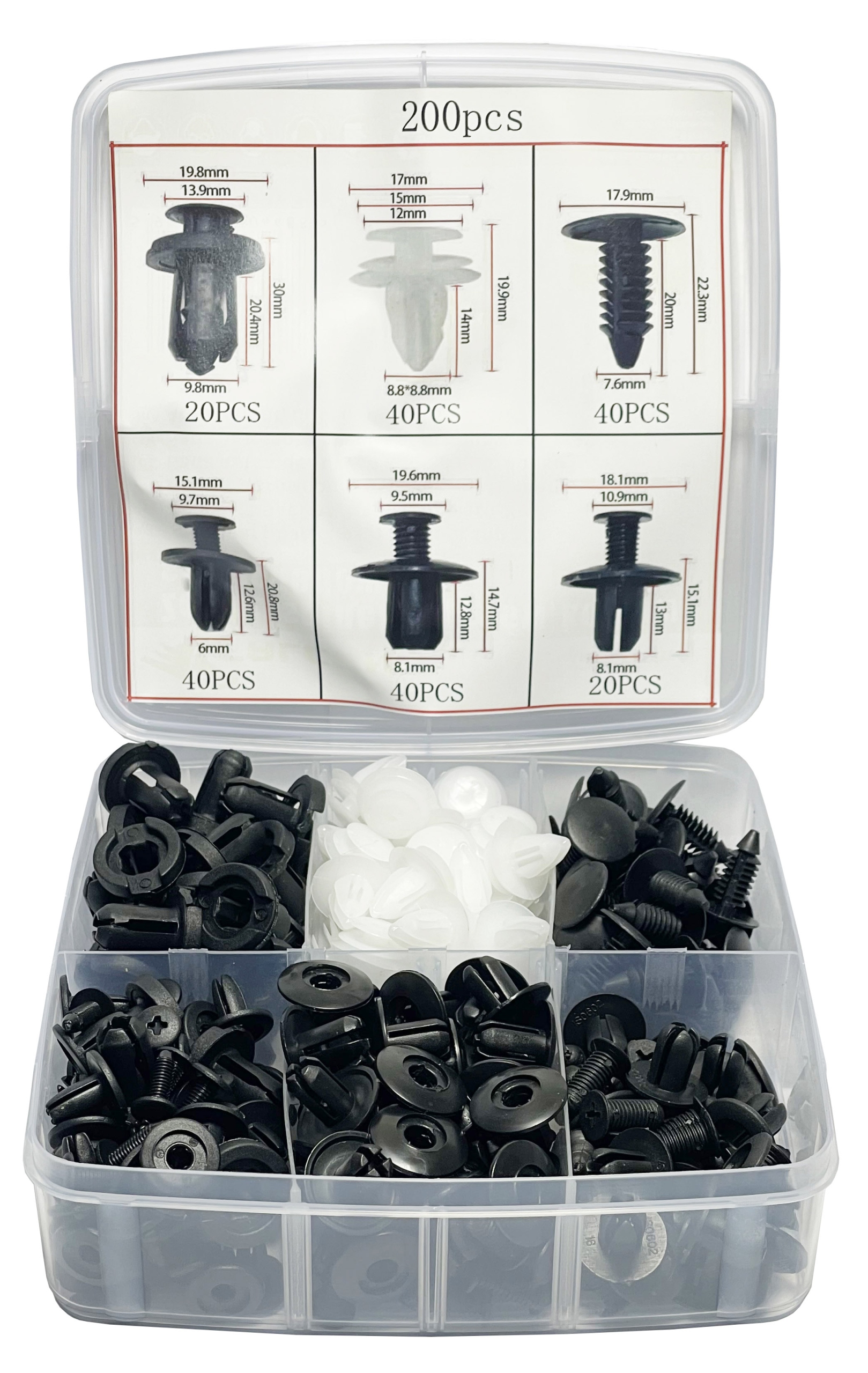 Zestaw Spinek Kołków Klipsów Do Tapicerki 200 Szt Vw Audi Bmw Uniwersalne