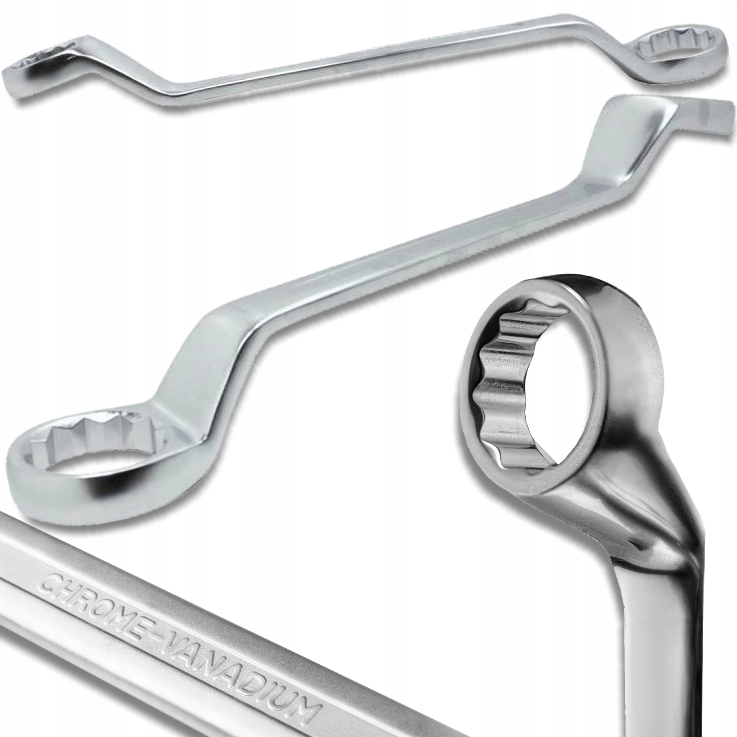 Klucz oczkowy 2-stronny odgięty o 45 stopni 10x12 mm Cr-V 12-kątny Jcb