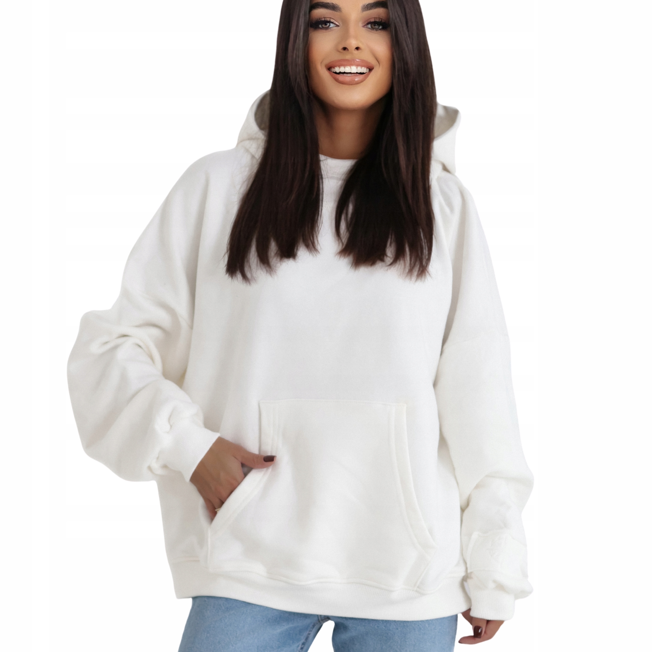 Mikina s kapucí (klokanka) Premium ecru smetanová XL/XXL