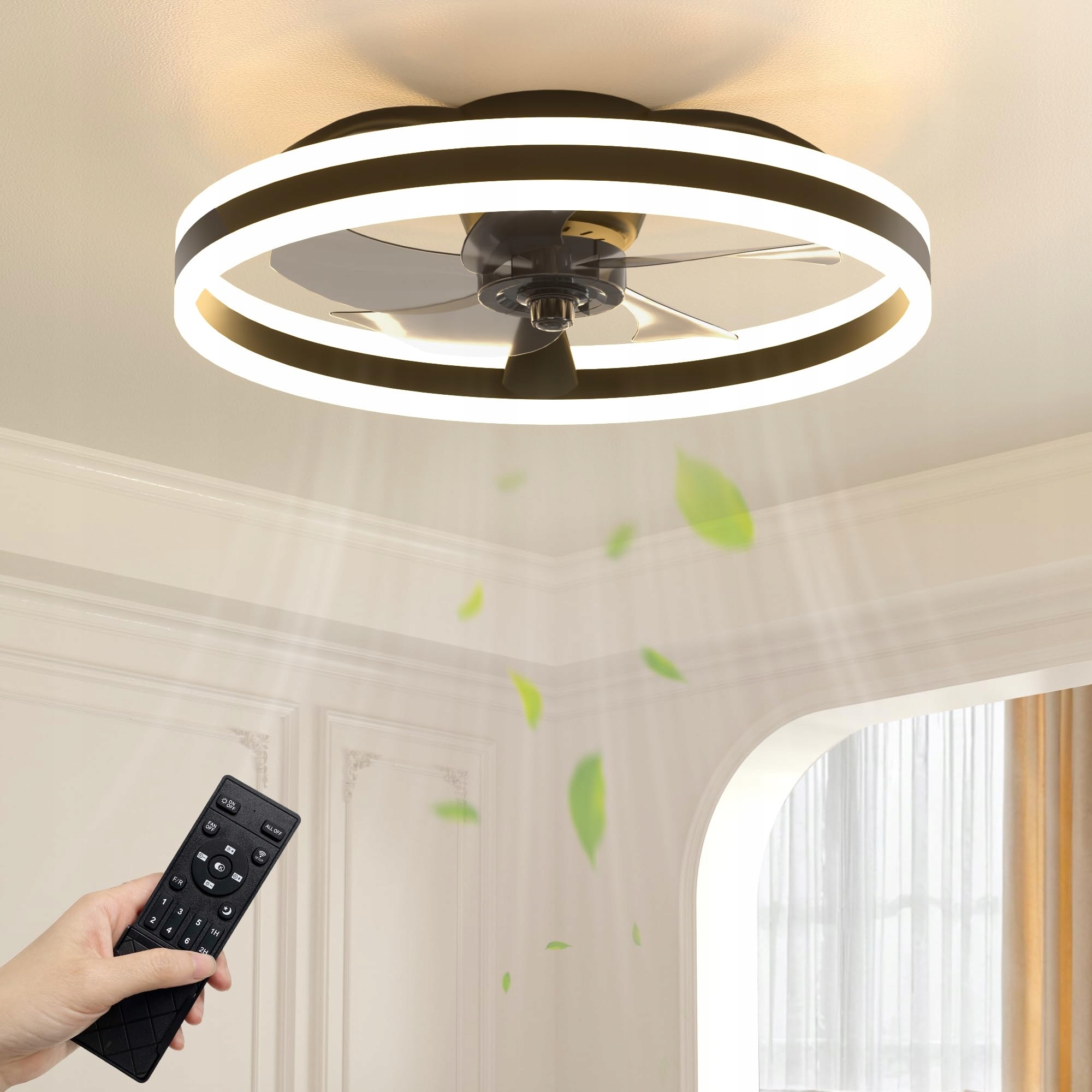 Lampa ventilátor Niorsun 15.7 Led čierna stropná