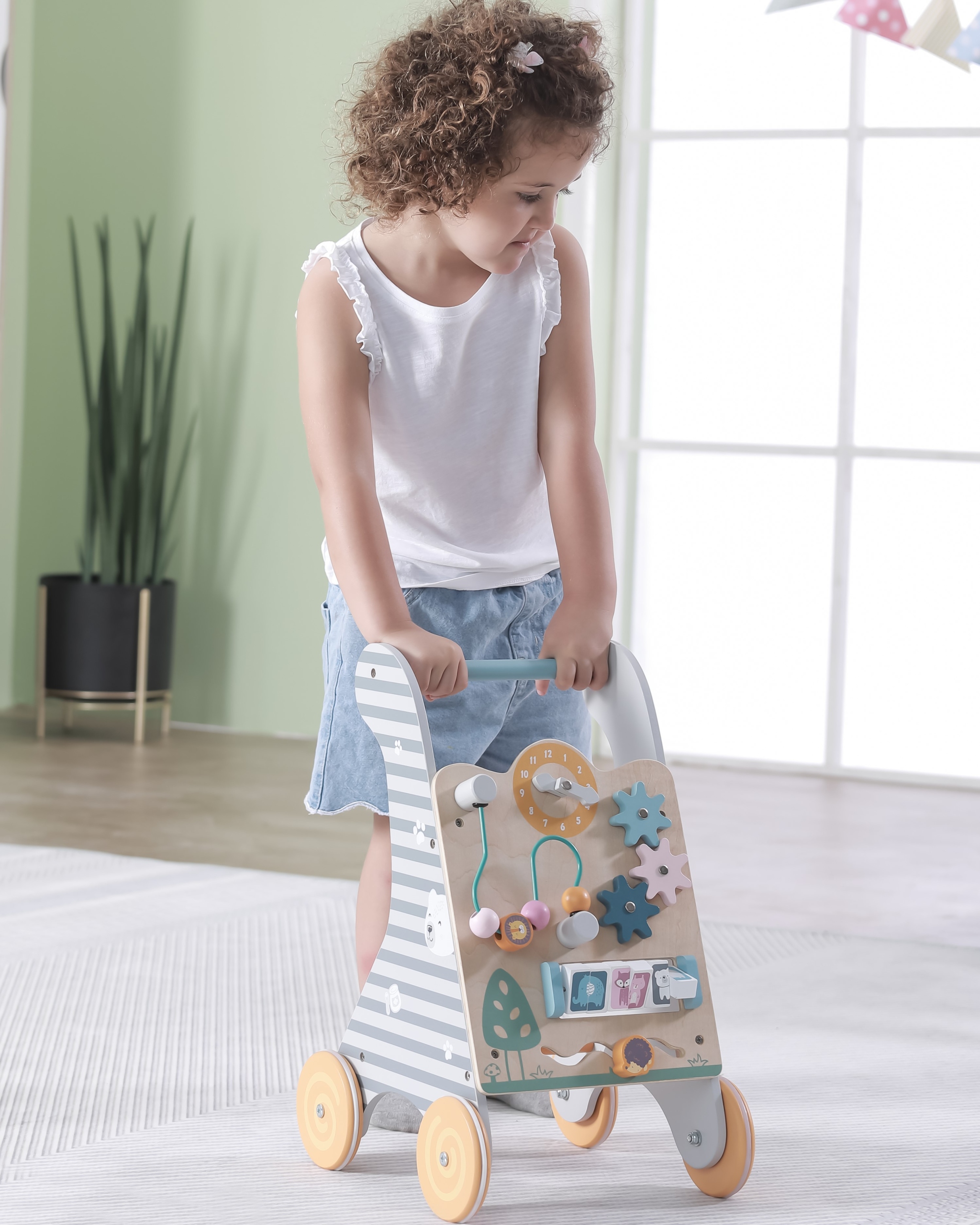 PCHACZ DREWNIANY CHODZIK EDUKACYJNY INTERAKTYWNY MONTESSORI VIGA POLARB Materiał drewno