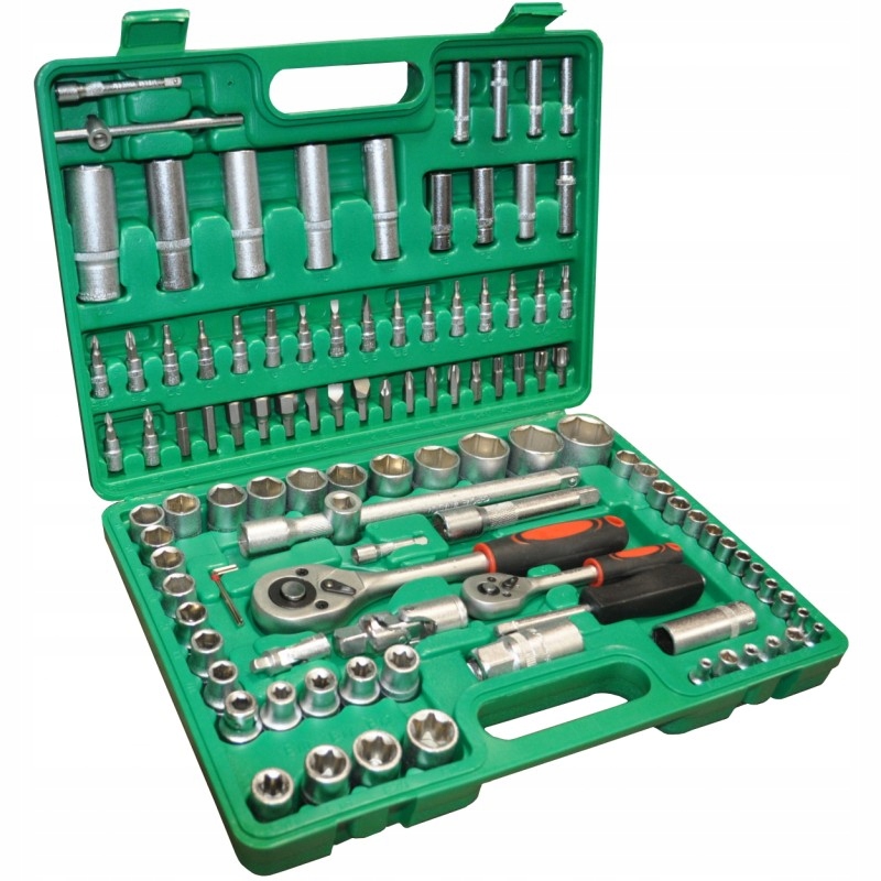 ZESTAW NASADEK KLUCZY Z GRZECHOTKAMI PRZEDŁUŻKI BITY 108EL W WALIZCE Waga produktu z opakowaniem jednostkowym 7 kg