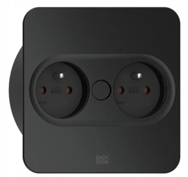 Gniazdo blatowe Bachmann Twist 2 kwadratowe 2x230V czarny mat
