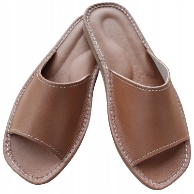 

Pantofle Skórzane Damskie Kapcie Laczki Domowe