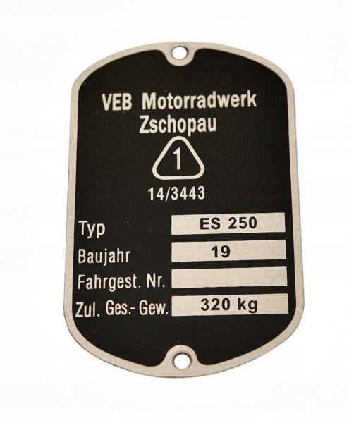 

Tabliczka znamionowa Mz Es 250/0 Jaskółka